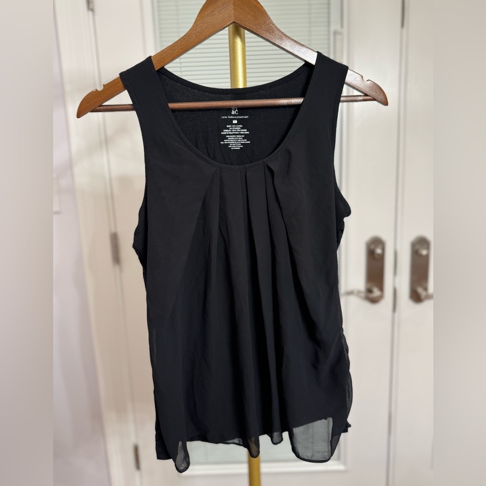 NEW YORK & COMPANY • Black Tank Top with sheer tiered layer